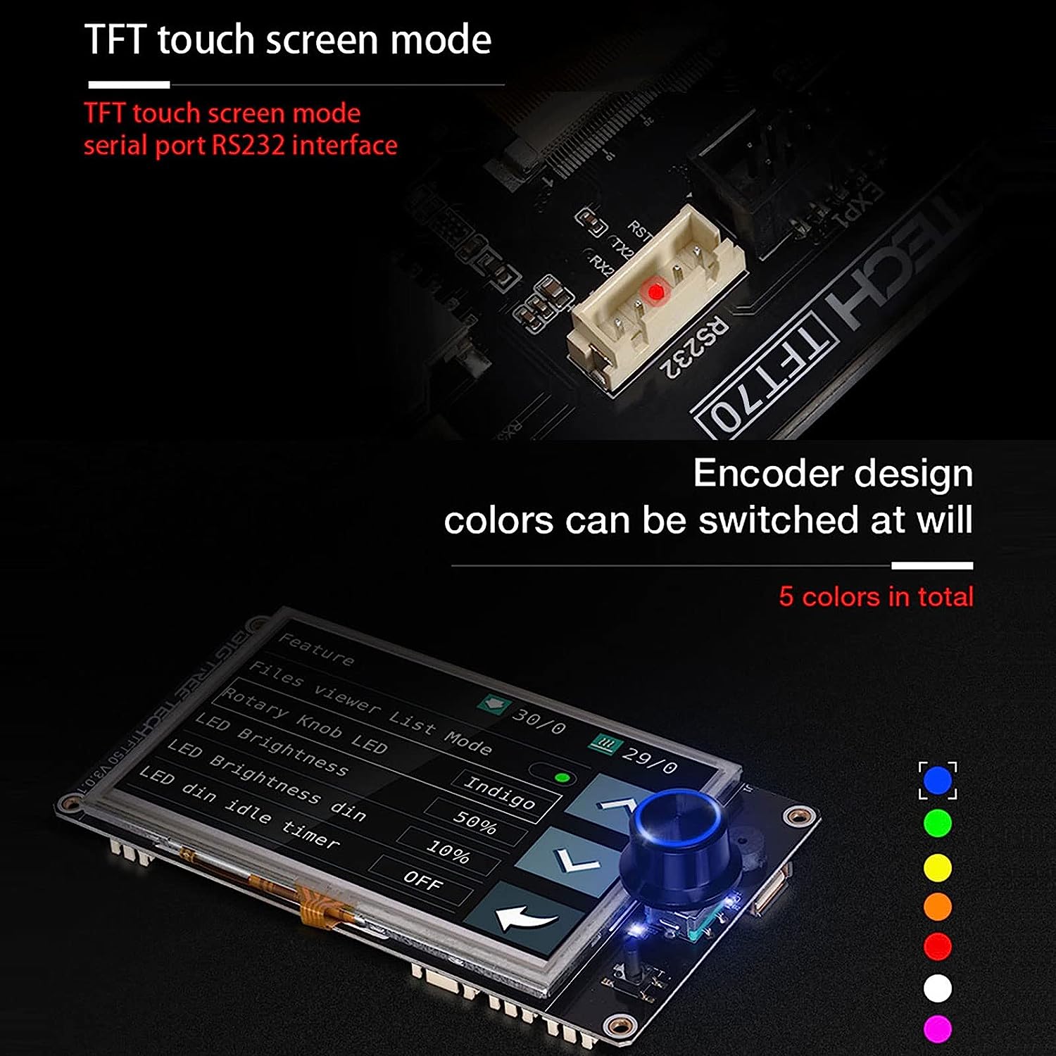 BIGTREETECH Upgrade PITFT50 V2.0 Graphic Smart Display DSI Interface 5 inch LCD Touch Screen Suitable for Raspberry Pi