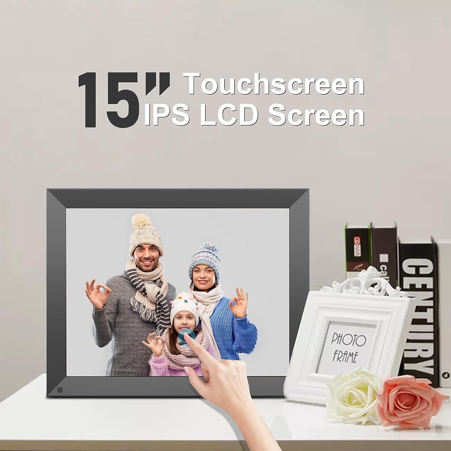 FULLJA 10 inch WIFI Digital Picture Frame Touch Screen IPS HD Display, Smart Digital Photo Frame, 16GB Storage, Auto-Rotate, Motion Sensor, Share Photos and Videos via iOS or Android App, Email, Cloud