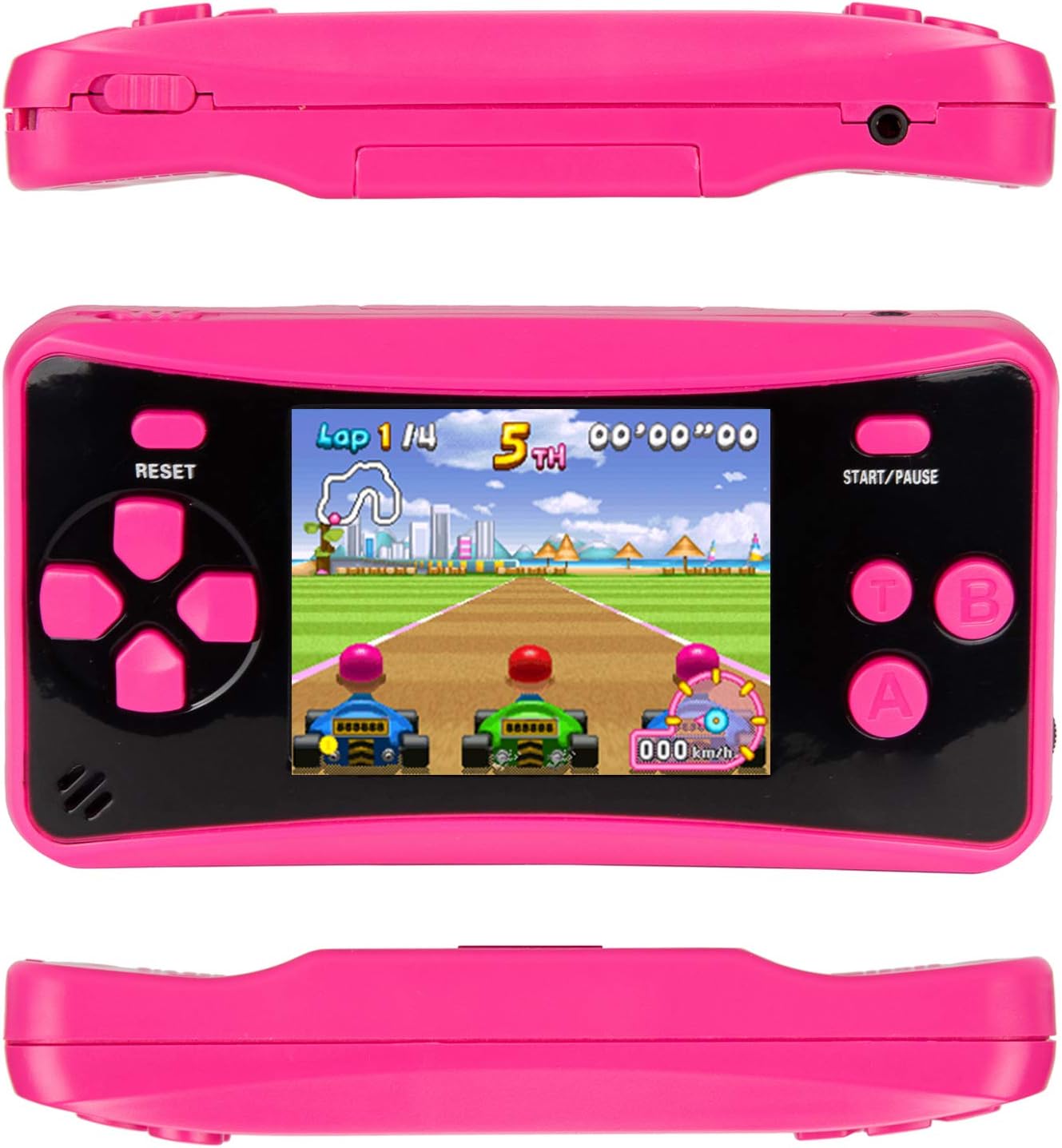 HigoKids Handheld Game for Kids Portable Retro Video Game Player Built-in 182 Classic Games 2.5 inches LCD Screen Family Recreation Arcade Gaming Formation Birthday Present for Children-Rose red