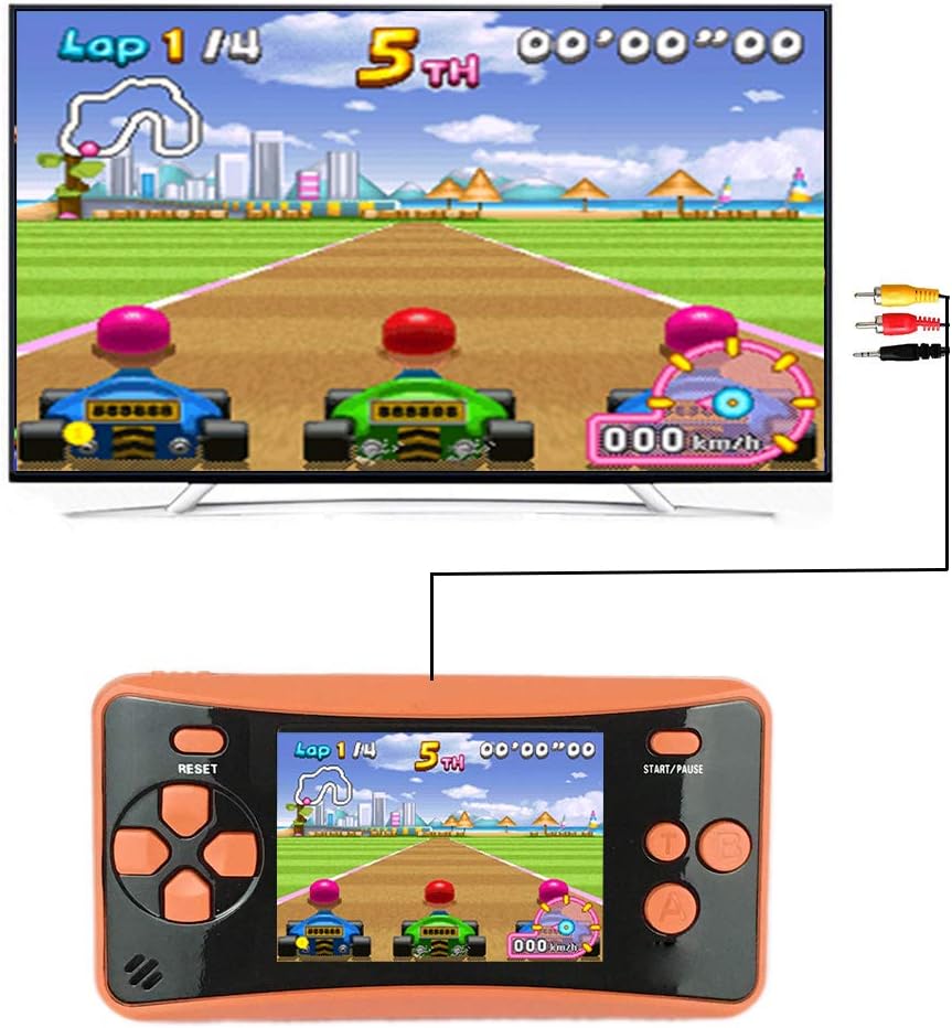 HigoKids Handheld Game for Kids Portable Retro Video Game Player Built-in 182 Classic Games 2.5 inches LCD Screen Family Recreation Arcade Gaming System Birthday Present for Children-Rose red