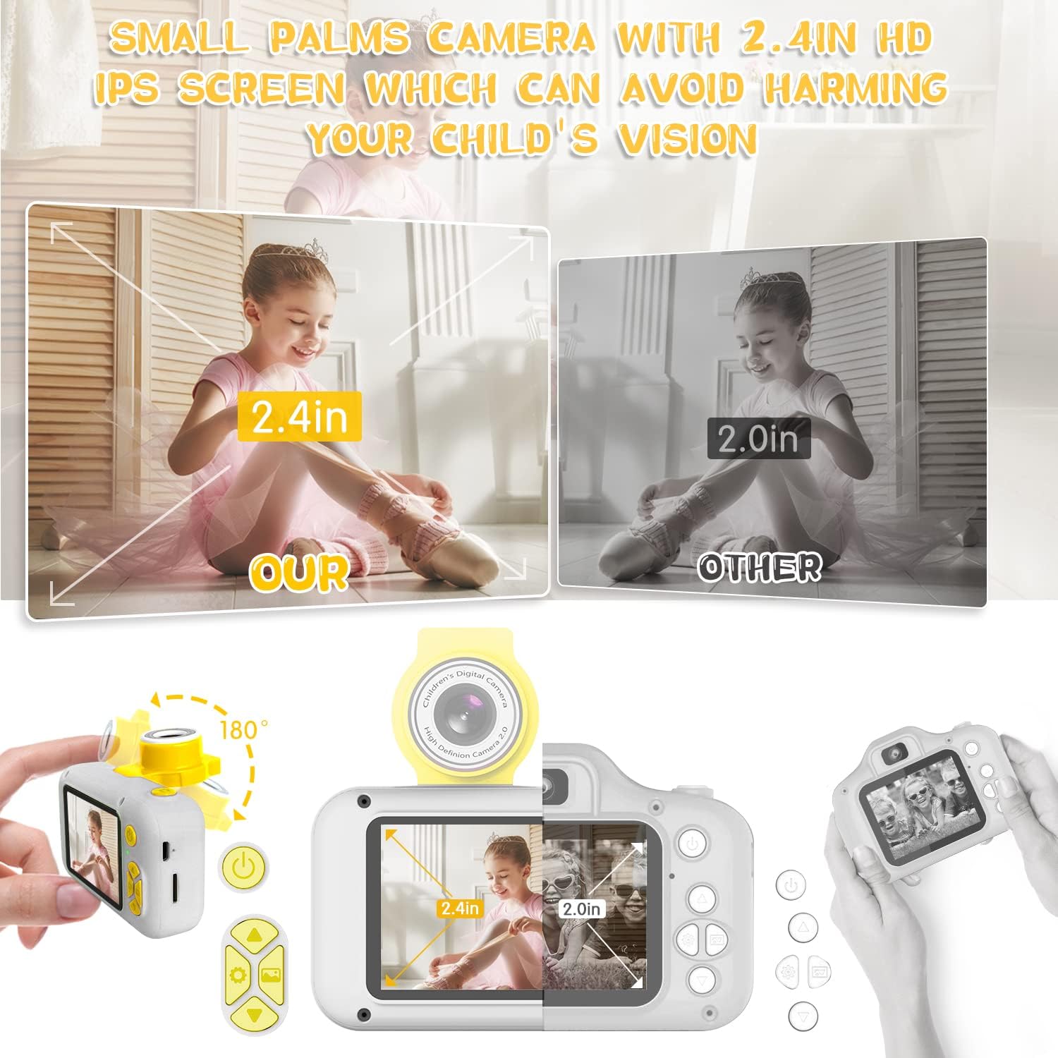 Kid Camera,ARNSSIEN Camera for Child,2.4in IPS Screen Digital Camera,180°Flip Len Student Camera,Children Selfie Camera with Playback Game,Christmas/Birthday Gift for 4 5 6 7 8 9 10 11 Year Old Girl Boy