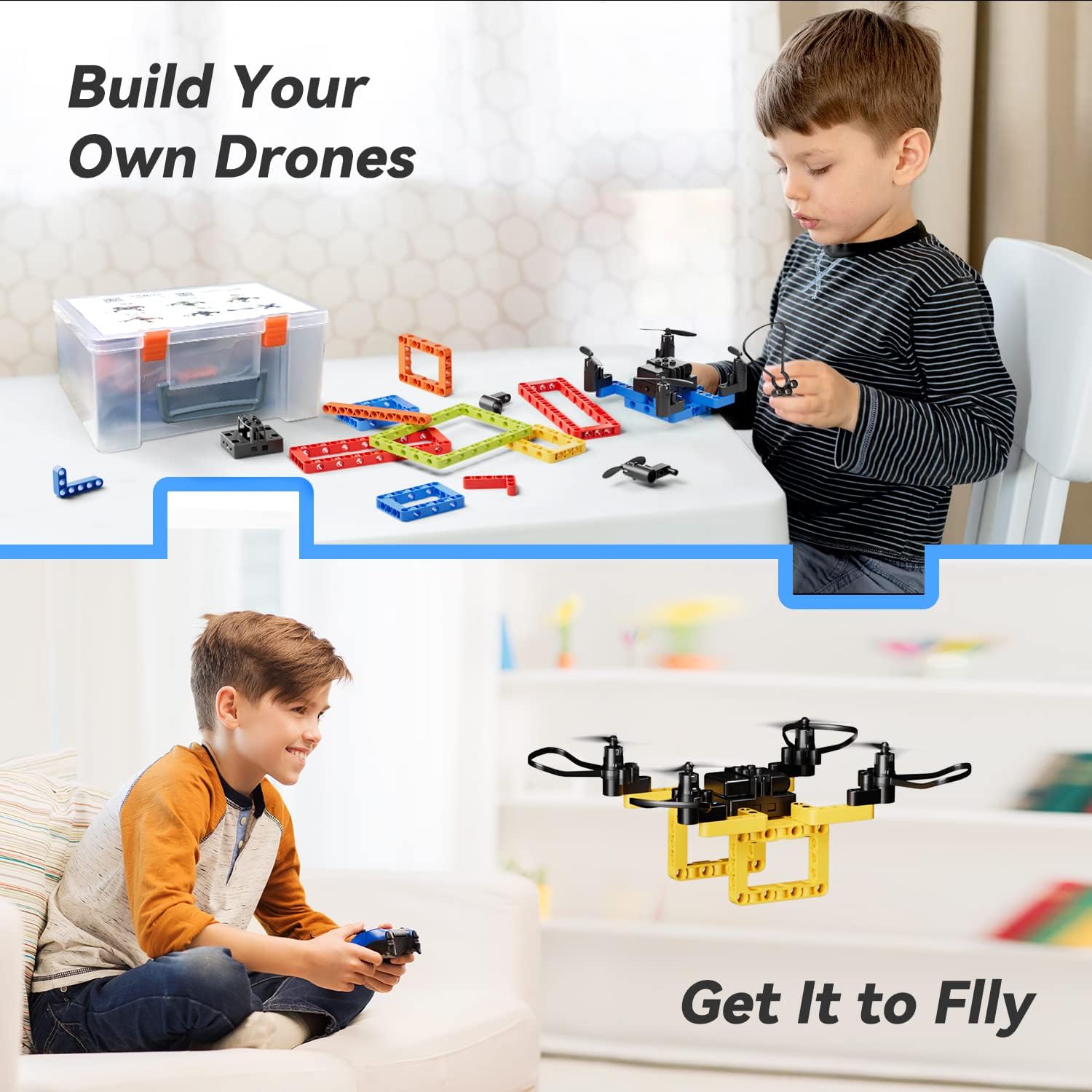TECHVIO Drone for Kids, 5-IN-1 DIY Drone Building Kits, Mini Drone for Beginner with 3D Flips, Altitude Hold, Headless Mode,3 Speeds, Creative Educational Learning STEM Building Block Toy, Best Birthday Gifts for Boys Girls & Children