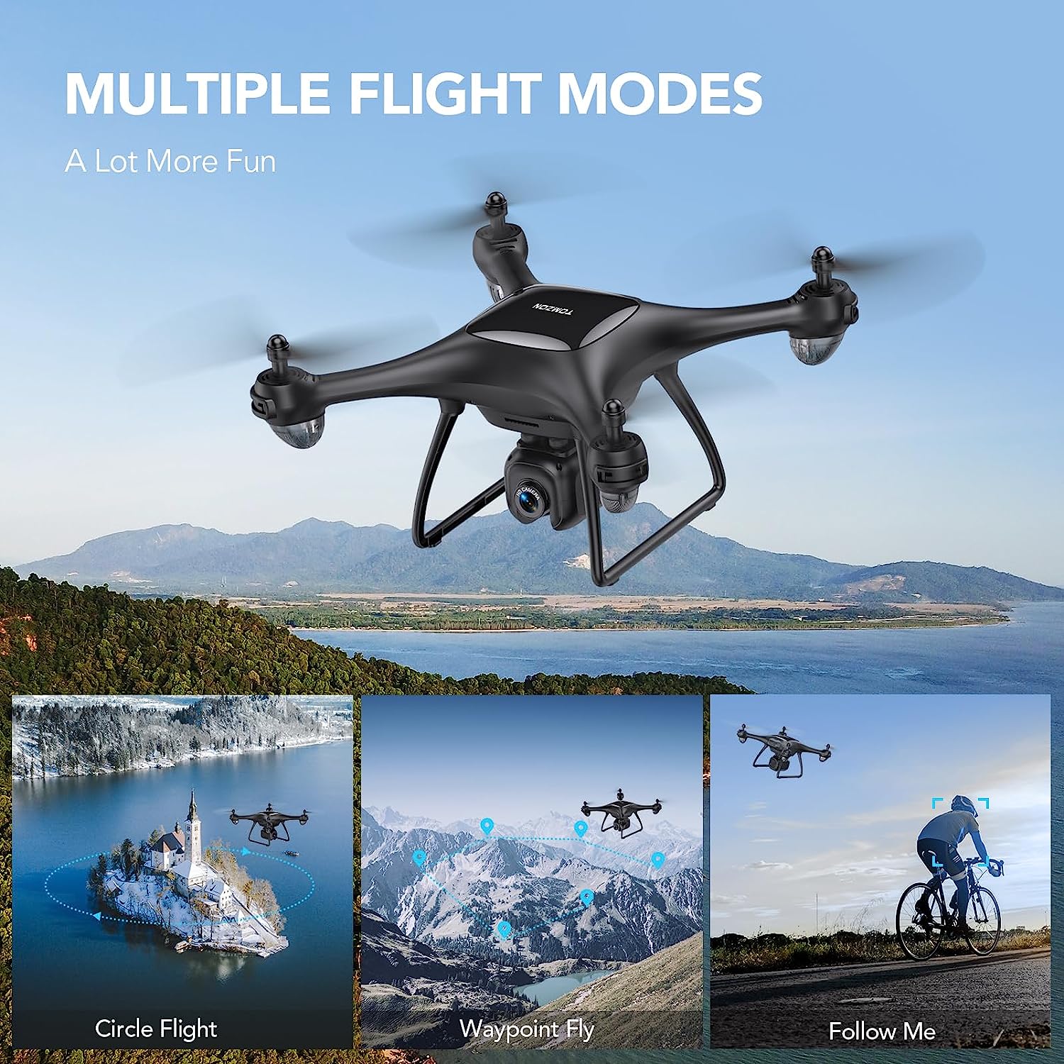 TOMZON P5G Drones with Camera for Adults 4K, FPV GPS Camera Drone 5G WiFi Transmission for Beginner, Auto Return Home, Follow Me, Custom Flight Route, Under 249g, 36 Mins Long Flight with Carrying Bag