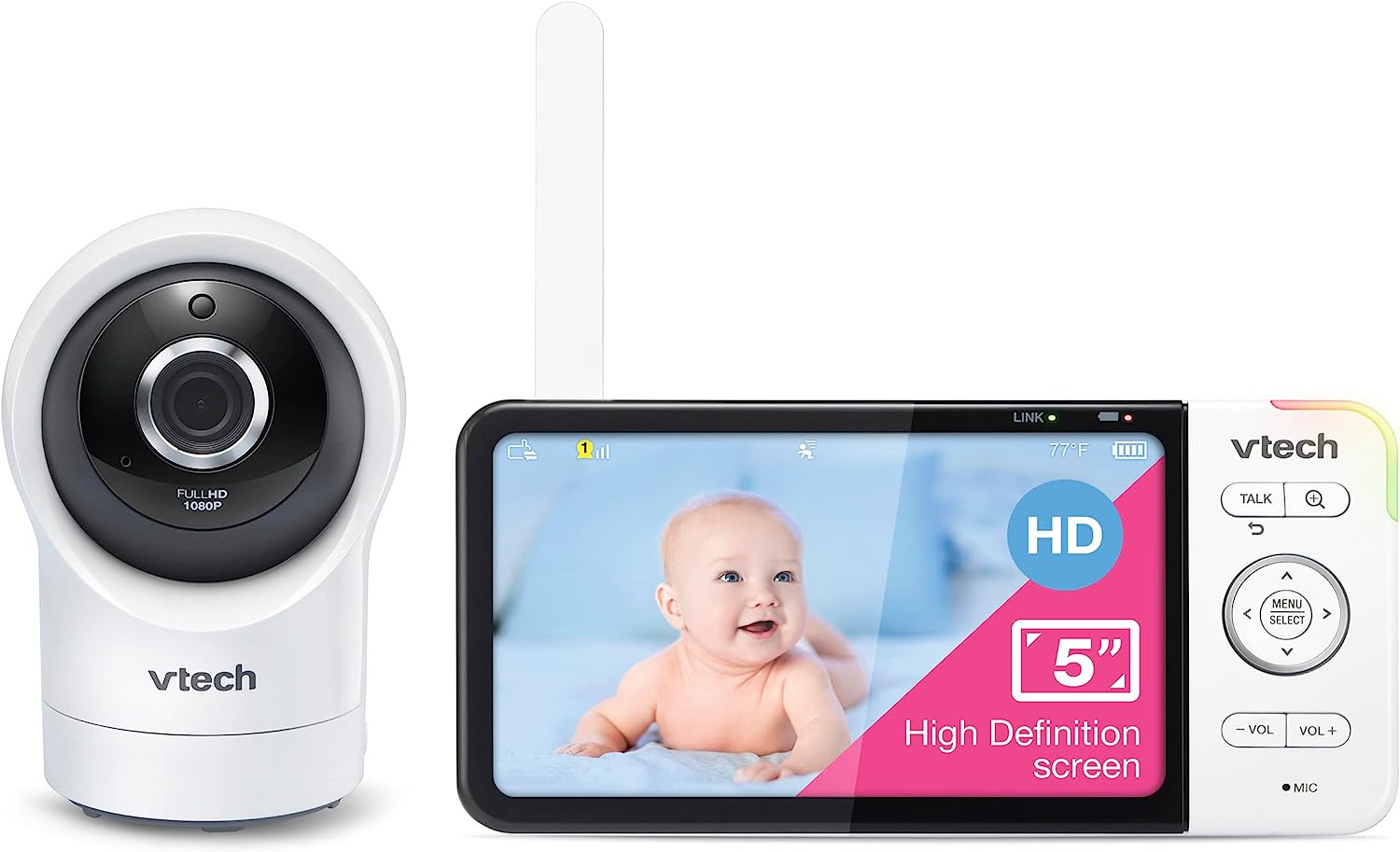 VTech RM5764HD 1080p Smart WiFi Remote Access Baby Monitor, 360° Pan & Tilt, 5