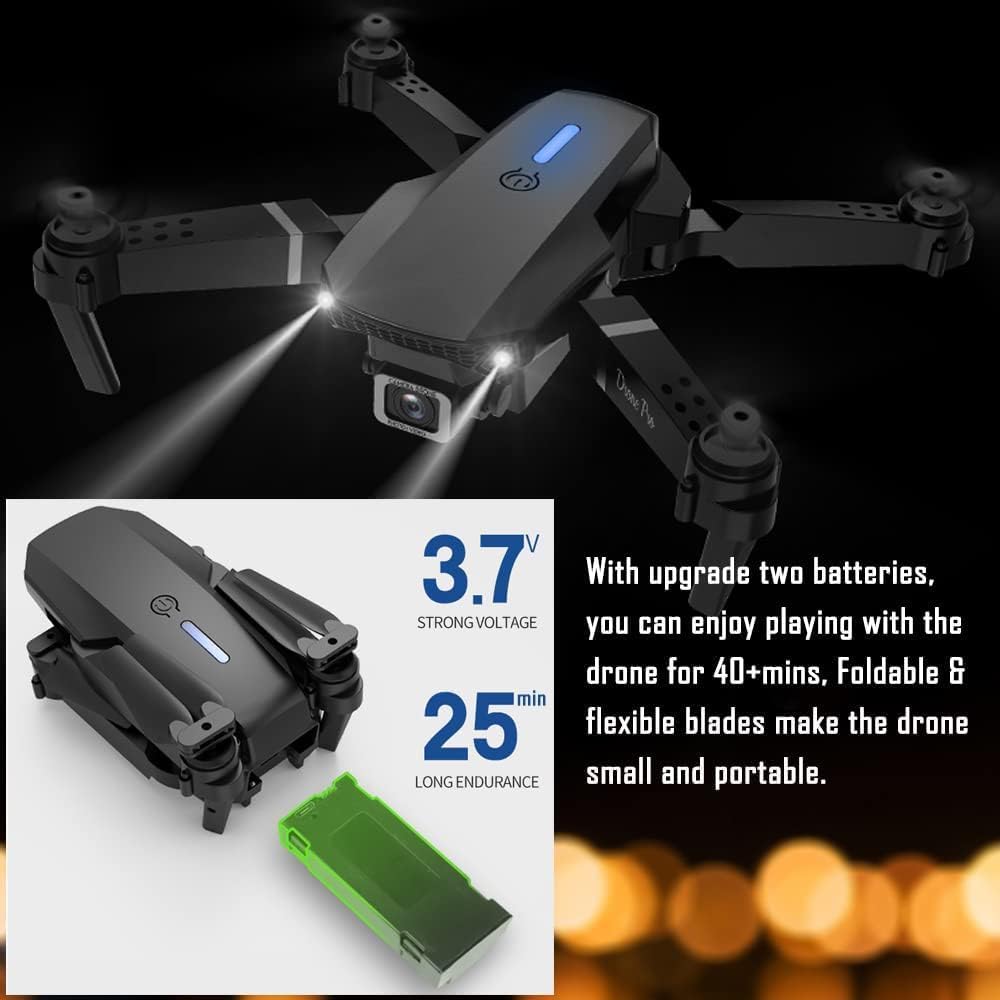 Foldable FPV Drone with 4K Dual Camera for Adults, RC Quadcopter WiFi FPV Live Video, Altitude Hold, Headless Mode, One Key Take Off for Kids or Beginners with 2 Batteries, Carrying Case -Black