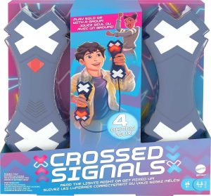 Mattel Games Crossed Signals Game for Kids & Adults, Electronic Game with Pair of Talking Light Wands, 1-4 Players