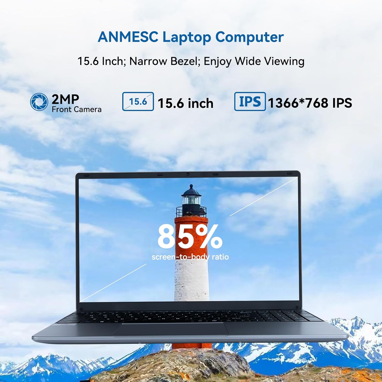 ANMESC Laptop Computer, Windows 11 Laptop, 8GB RAM 256GB ROM, Intel Celeron Quad-Core Processors, 15.6