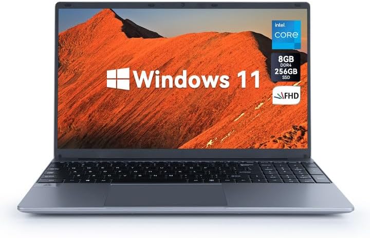 ANMESC Laptop Computer, Windows 11 Laptop, 8GB RAM 256GB ROM, Intel Celeron Quad-Core Processors, 15.6