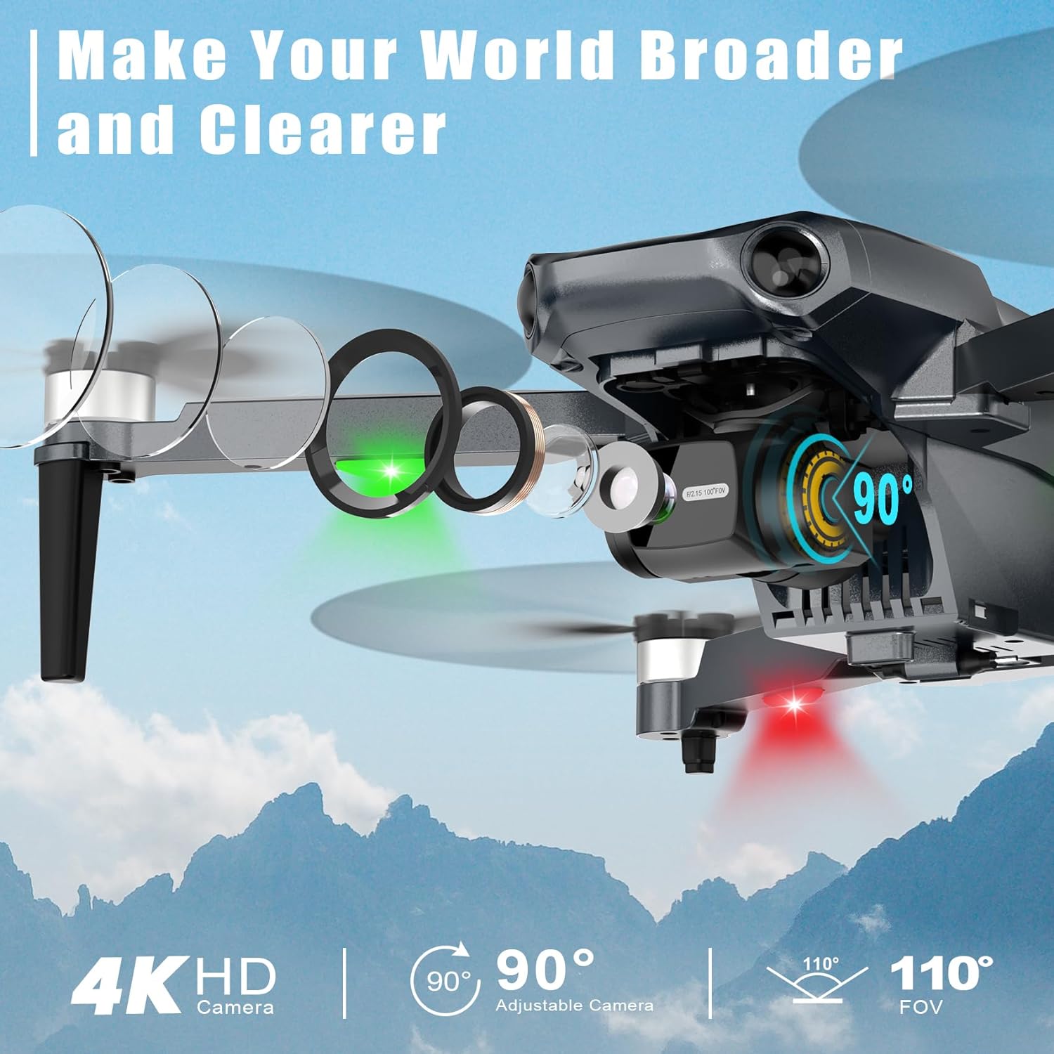 Drone with 4K Camera RC Quadcopter for Adults, 1640ft Long Range Video Transmission, 3-Axis Gimbal, 46Mins Flight Time GPS Auto Return and Follow Me, Circle Fly, Waypoint Fly, Altitude Hold