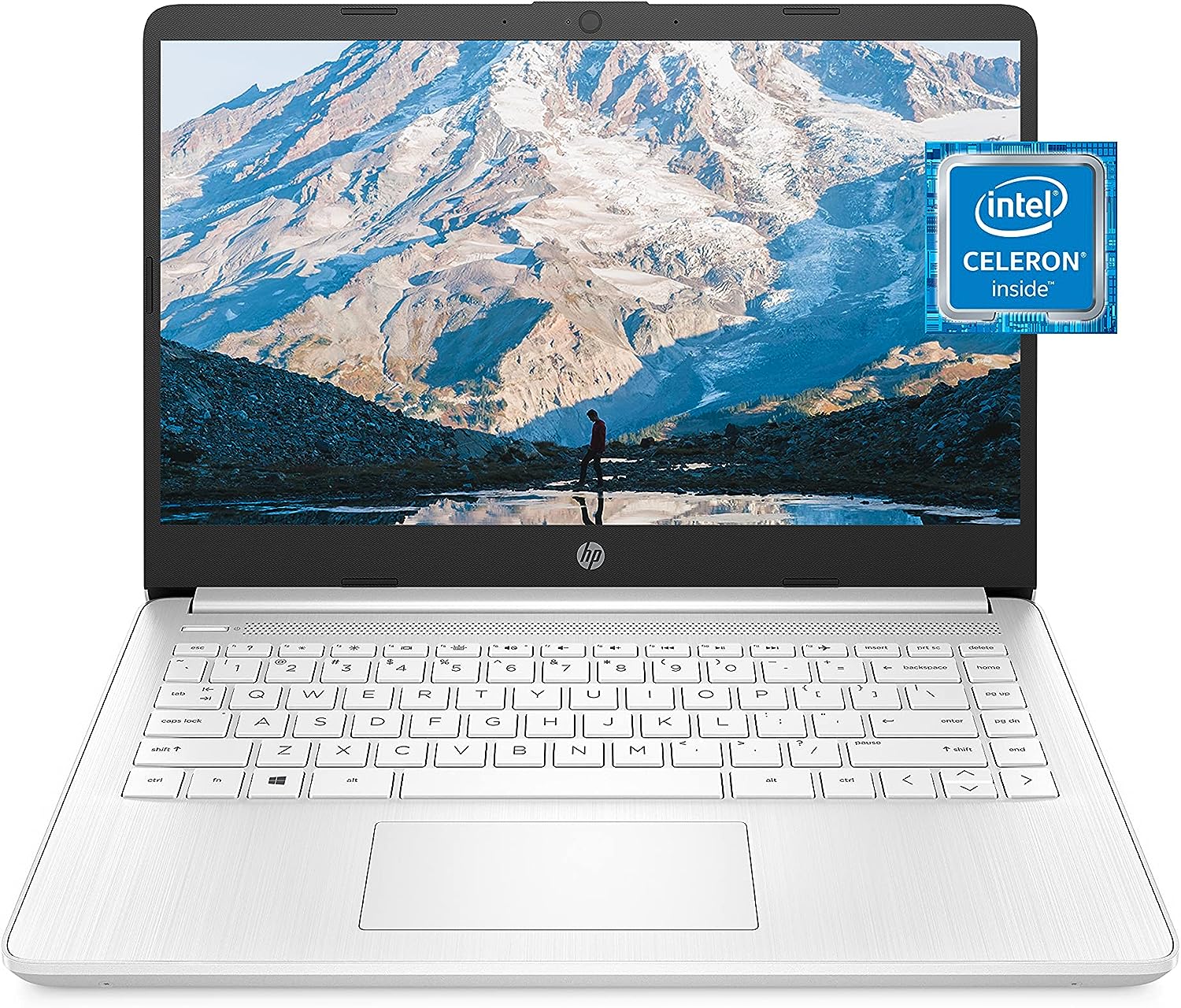 HP 14 Laptop, Intel Celeron N4020, 4 GB RAM, 64 GB Storage, 14-inch Micro-edge HD Display, Windows 11 Home, Thin & Portable, 4K Graphics, One Year of Microsoft 365 (14-dq0040nr, 2021, Snowflake White)