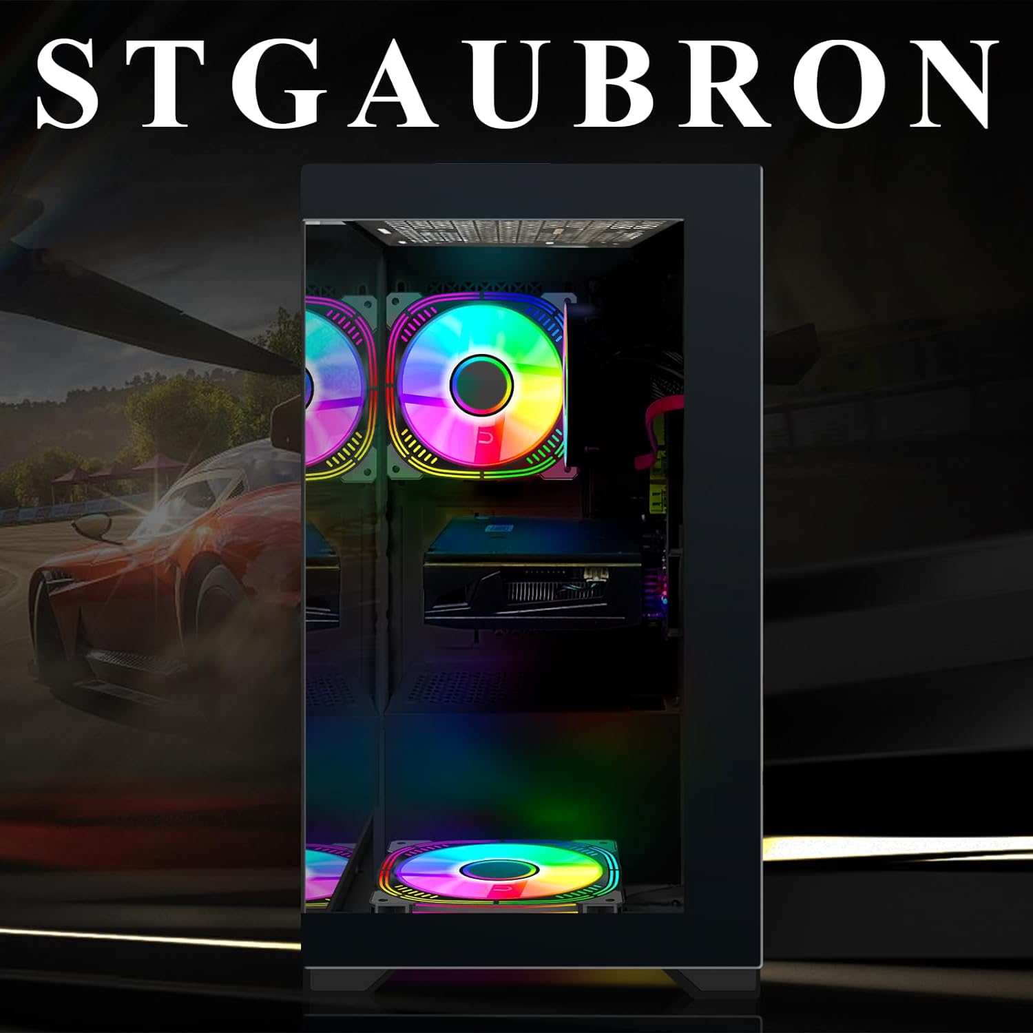 STGAubron Gaming Desktop PC Computer,Intel Core I7 3.4 GHz up to 3.9 GHz,Radeon RX 580 8G GDDR5,16G RAM,512G SSD,WiFi,Bluetooth 5.0,RGB Fanx6,RGB Keyboard&Mouse&Mouse Pad,RGB BT Sound Bar,W10H64