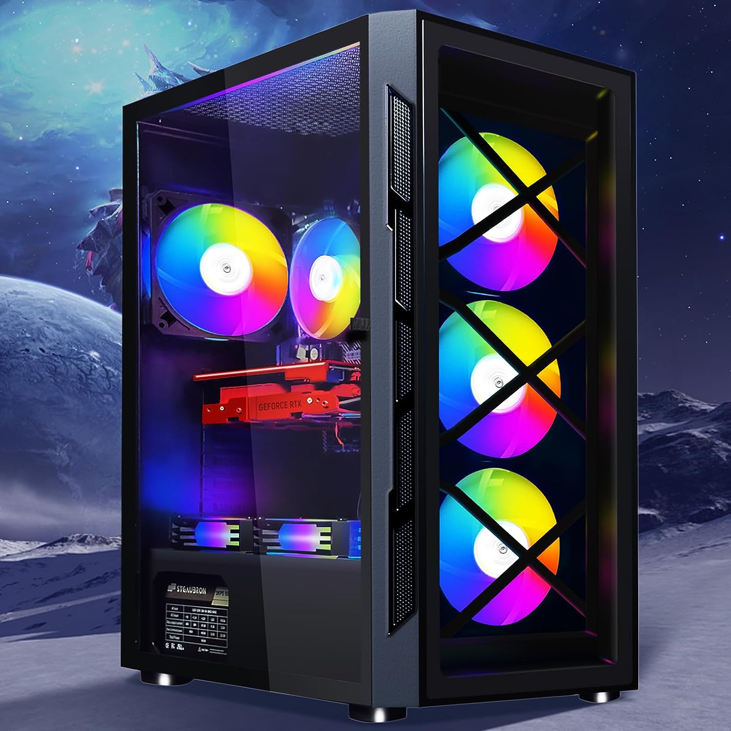 STGAubron Gaming Desktop PC Computer,Intel Core I7 3.4 GHz up to 3.9 GHz,Radeon RX 580 8G GDDR5,16G RAM,512G SSD,WiFi,Bluetooth 5.0,RGB Fanx6,RGB Keyboard&Mouse&Mouse Pad,RGB BT Sound Bar,W10H64