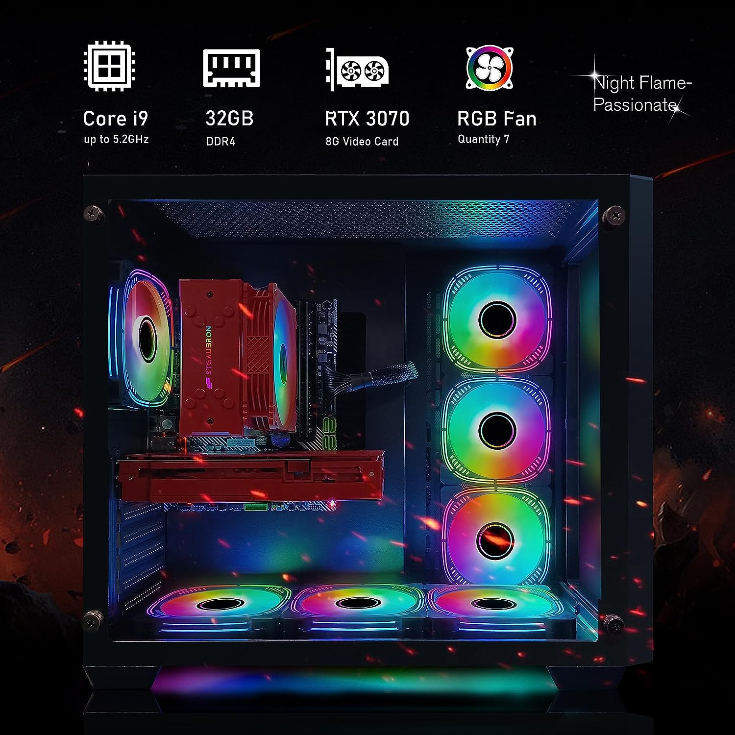 STGAubron Gaming Desktop PC Computer,Intel Core I7 3.4 GHz up to 3.9 GHz,Radeon RX 580 8G GDDR5,16G RAM,512G SSD,WiFi,Bluetooth 5.0,RGB Fanx6,RGB Keyboard&Mouse&Mouse Pad,RGB BT Sound Bar,W10H64