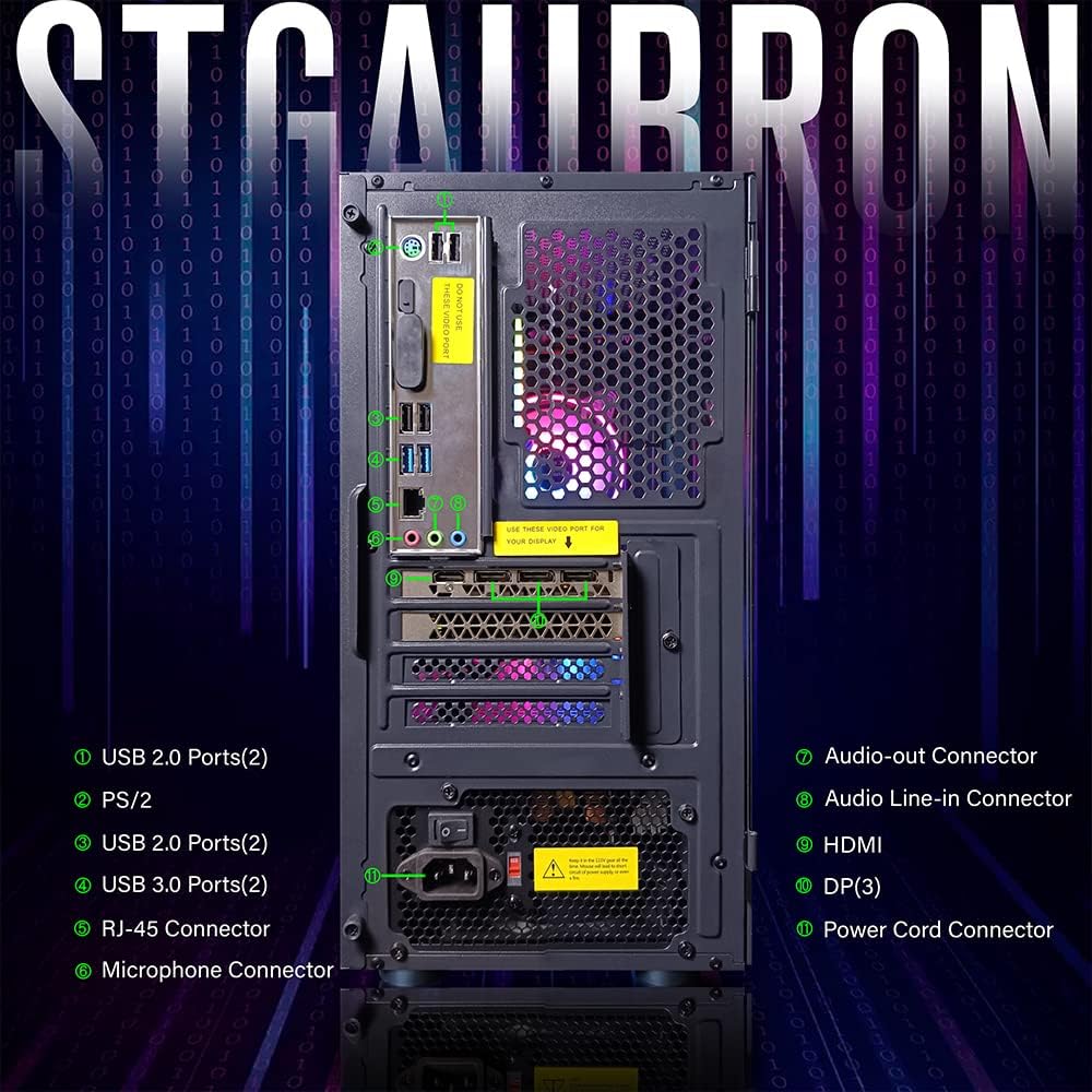 STGAubron Gaming Desktop PC Computer,Intel Core I7 3.4 GHz up to 3.9 GHz,Radeon RX 580 8G GDDR5,16G RAM,512G SSD,WiFi,Bluetooth 5.0,RGB Fanx6,RGB Keyboard&Mouse&Mouse Pad,RGB BT Sound Bar,W10H64