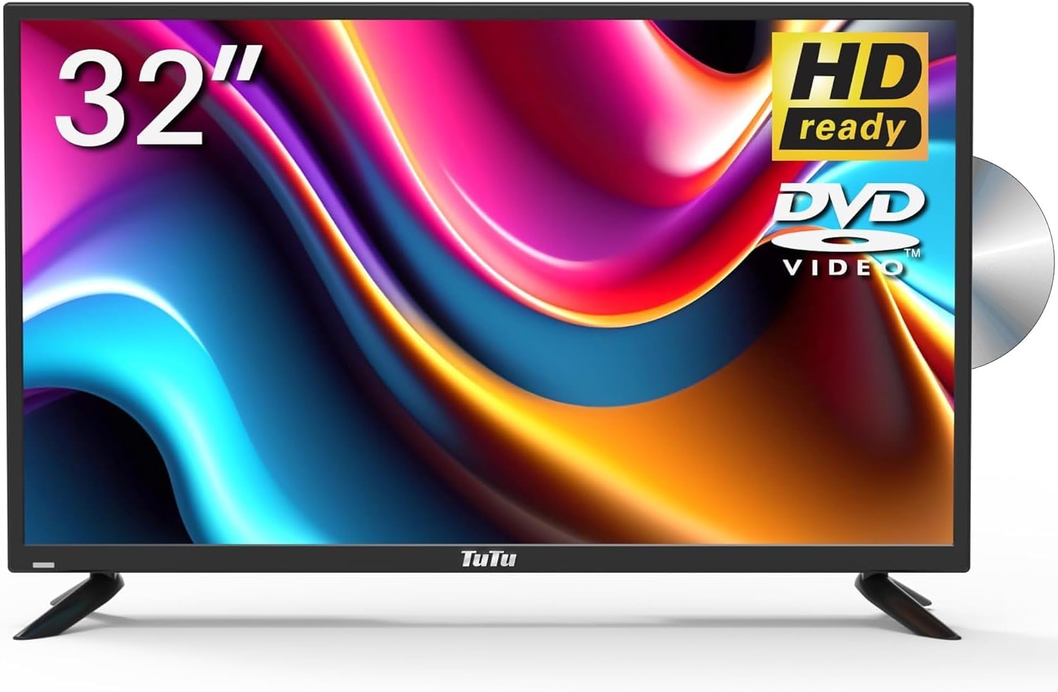 TuTu 24-inch 60Hz 720P HD LED TV Flat Screen Television with Dolby Audio for Home,Office HDMI,USB,VGA,RCA Dual Channel Speakers(2023 Model)