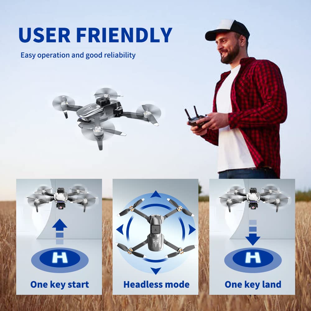 Brushless Motor Drone with Camera-4K FPV Foldable Drone with Carrying Case,40 mins of Battery Life,Two 1600MAH,120° Adjustable Lens,One Key Take Off/Land,Altitude Hold,Christmas gifts,360° Flip