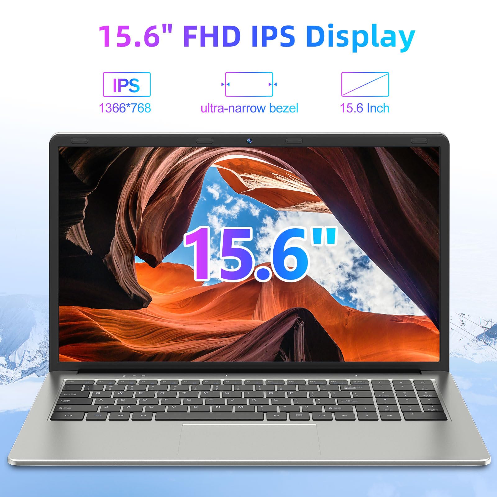 SGIN Laptop 15.6 inch IPS FHD Display, 12GB DDR4 512GB SSD Laptops Computer, Intel Celeron N5095 Quad Core Processor, 1920 * 1080, Dual Band WiFi, Bluetooth 4.2, Mini HDMI, 512GB TF Card Expansion