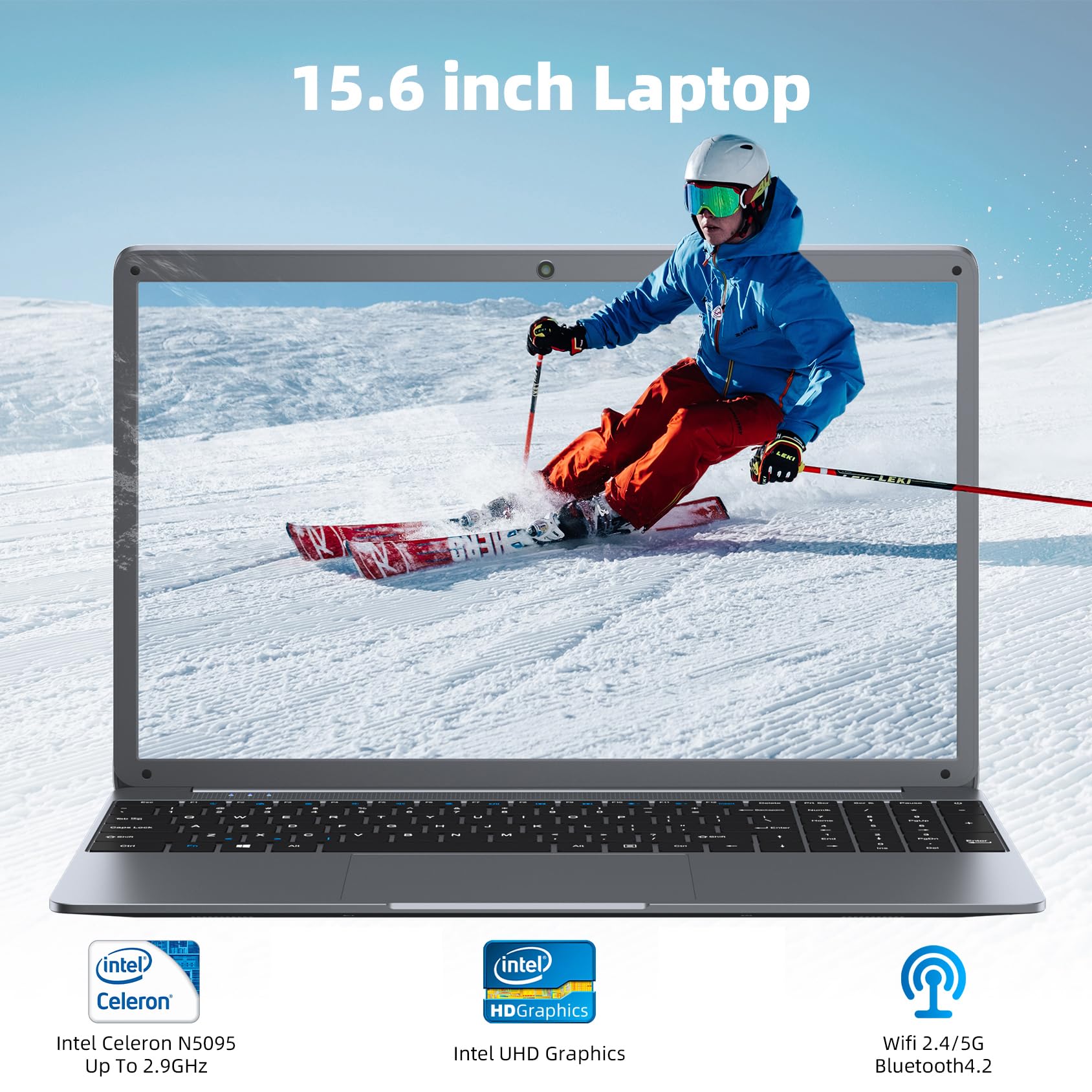 SGIN Laptop 15.6 inch IPS FHD Display, 12GB DDR4 512GB SSD Laptops Computer, Intel Celeron N5095 Quad Core Processor, 1920 * 1080, Dual Band WiFi, Bluetooth 4.2, Mini HDMI, 512GB TF Card Expansion