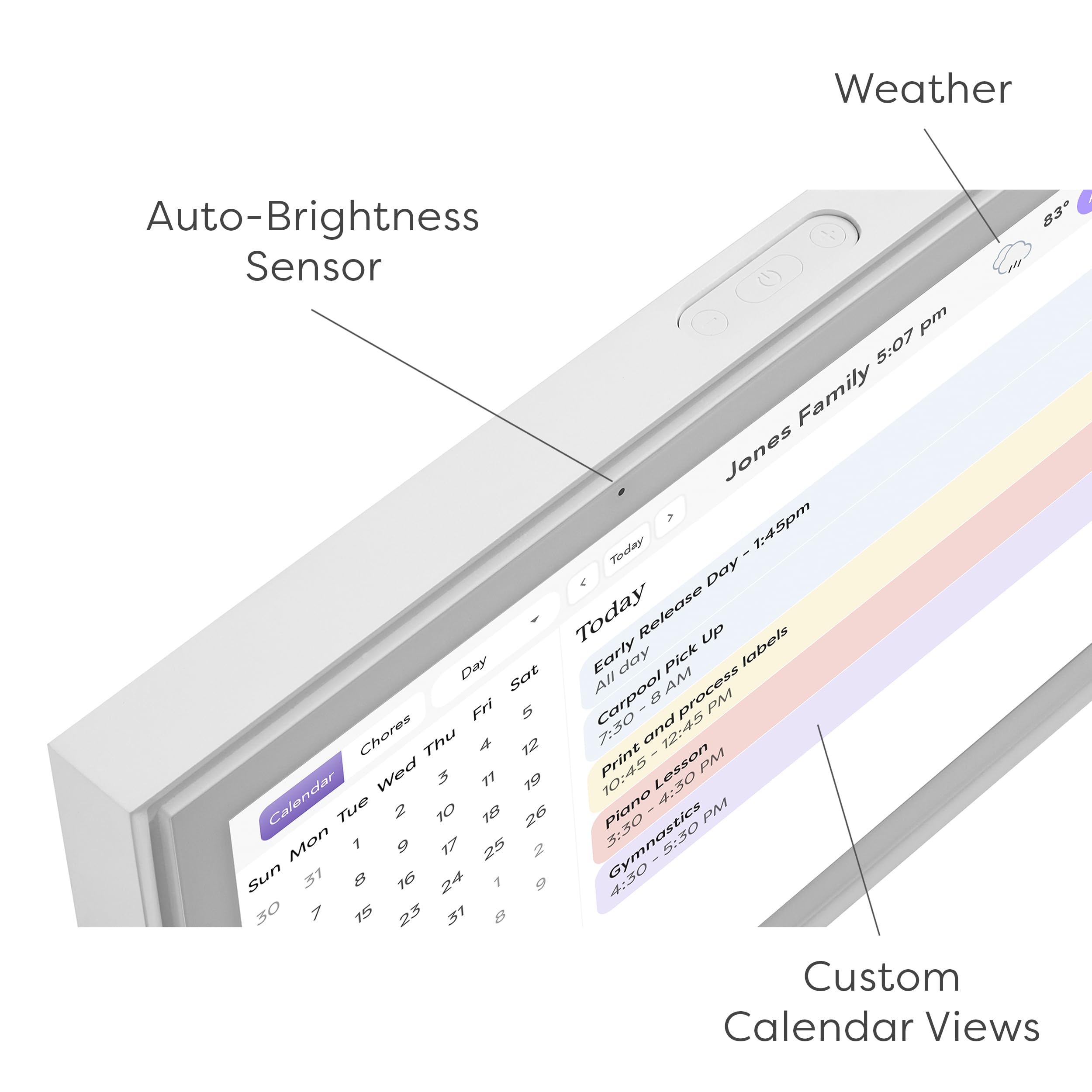 Skylight Calendar: 15 inch Digital Calendar & Chore Chart, Smart Touchscreen Interactive Display for Family Schedules - Wall Mount Included