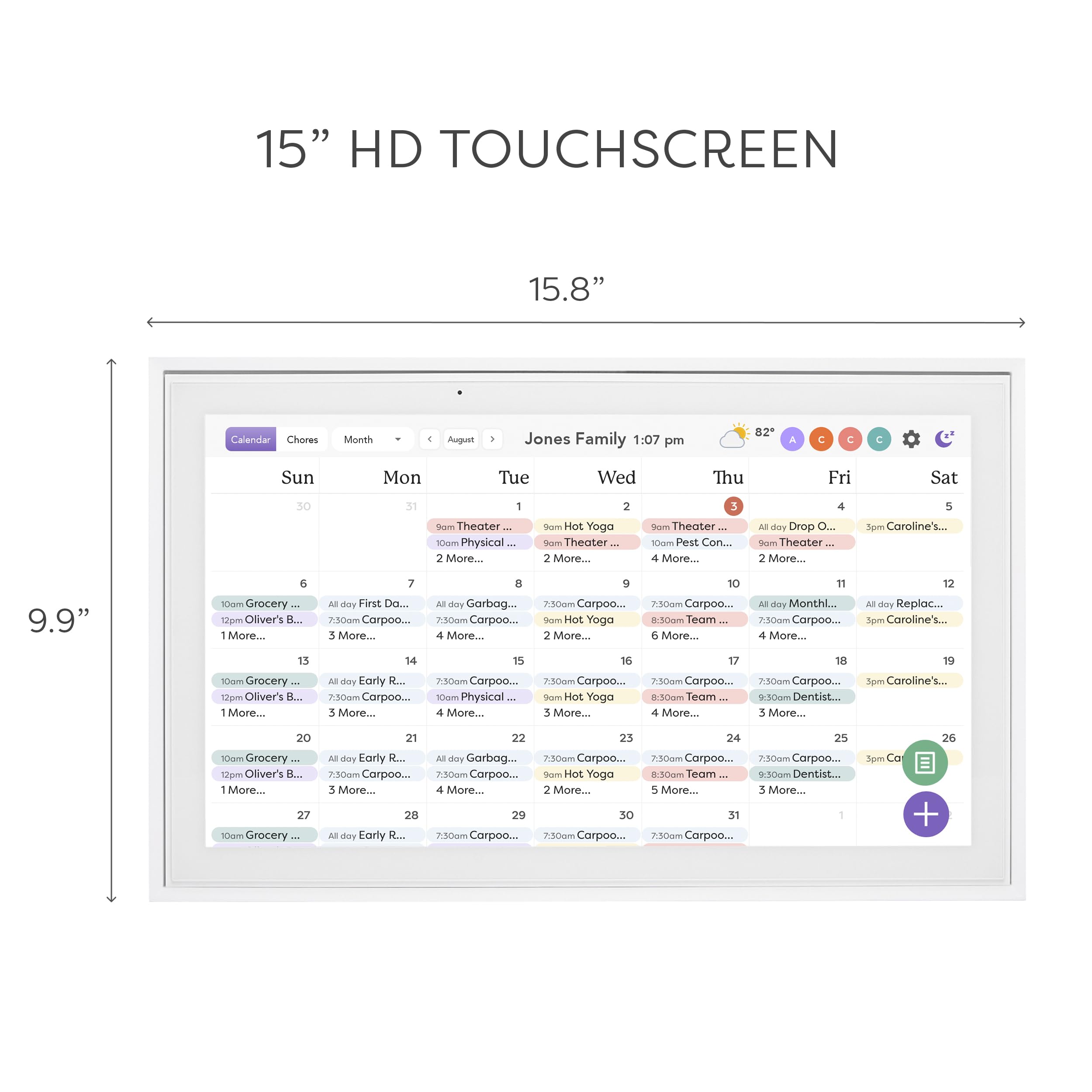 Skylight Calendar: 15 inch Digital Calendar & Chore Chart, Smart Touchscreen Interactive Display for Family Schedules - Wall Mount Included