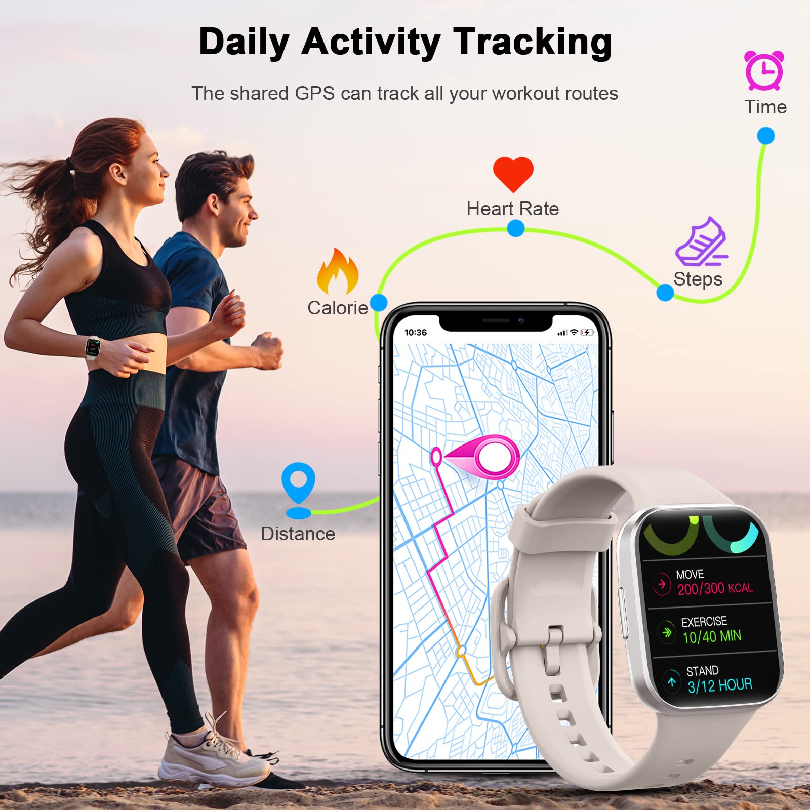 Smart Watch, 2023 Fitness Tracker Watch for Men Women, 1.69'' Touch Smartwatch Fitness Watch with Heart Rate Monitor/Pedometer/Sleep Monitor, 25 Sports Waterproof Activity Tracker for Android Molocy