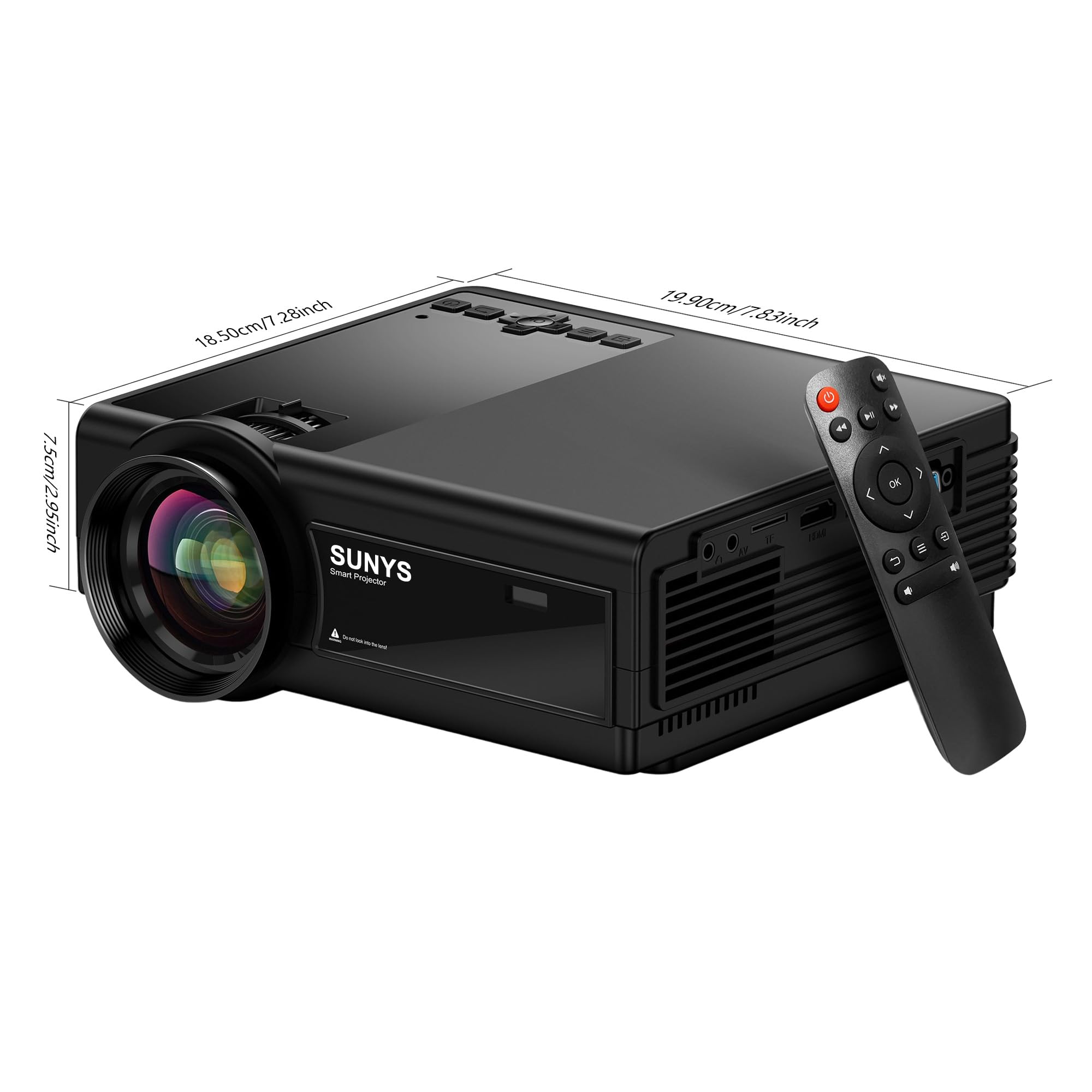 Sunys Projector with WiFi and Bluetooth, 5G WiFi Native 1080P 12000L Home Theater Projector 4K Supported, Phone Projector for iPhone, with Built-in Speaker/HDMI/USB/PC/TV Stick/Switch Supported