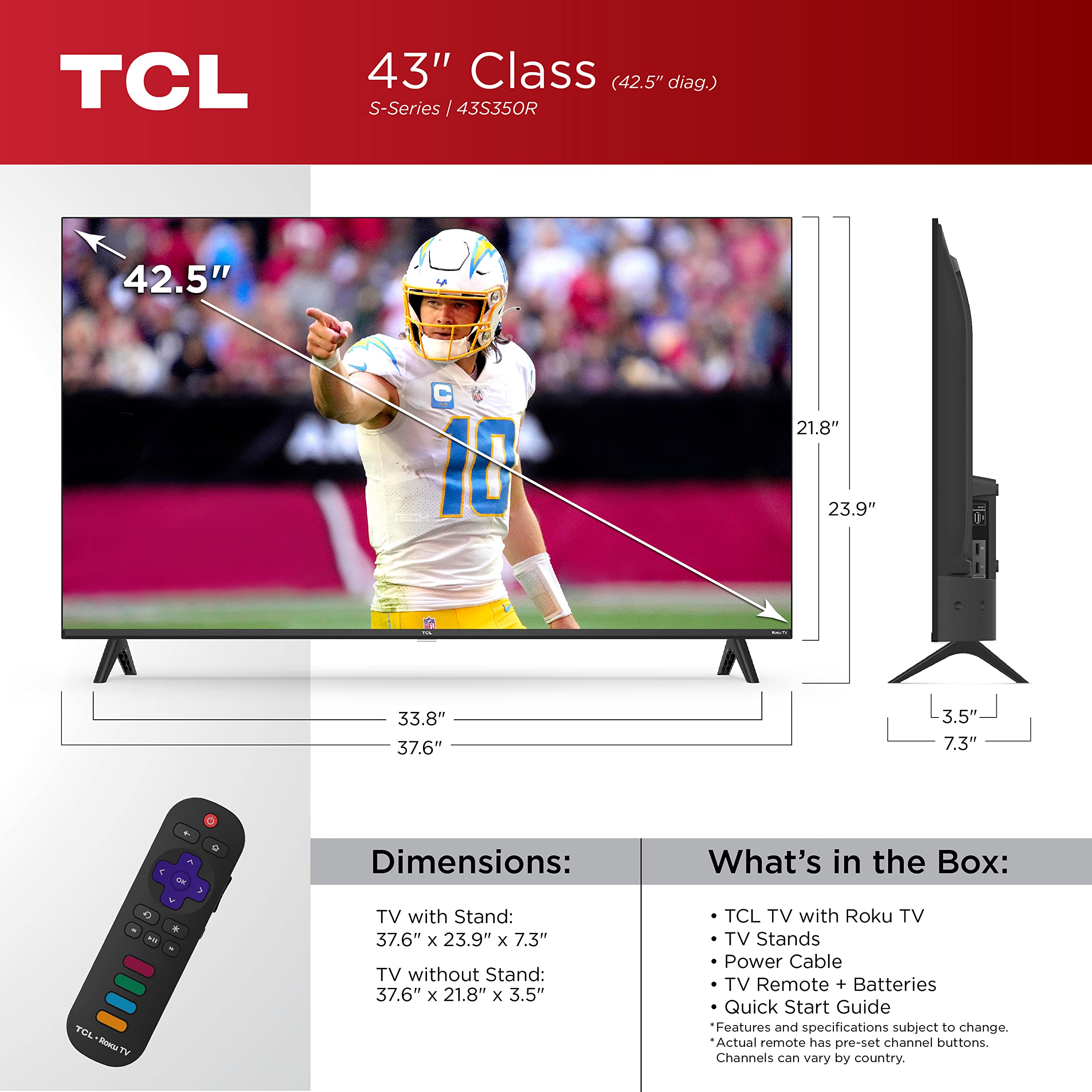 TCL 32-Inch Class S3 1080p LED Smart TV with Roku TV (32S350R, 2023 Model), Compatible with Alexa, Google Assistant, and Apple HomeKit Compatibility, Streaming FHD Television,Black