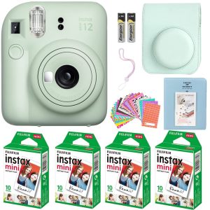 Fujifilm Instax Mini 12 Instant Camera Lilac Purple with Fujifilm Instant Mini Film (40 Sheets) with Accessories Including Carrying Case with Strap, Photo Album, Stickers (Lilac Purple)