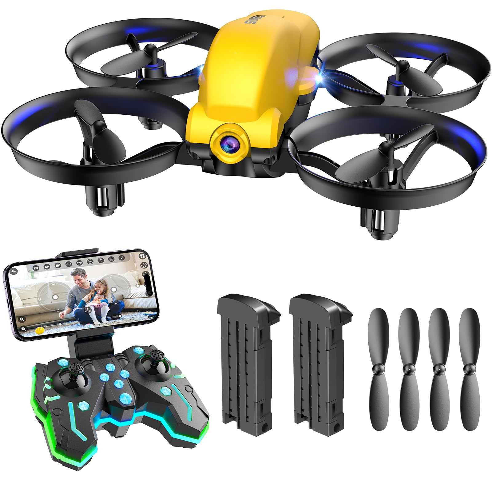 SIMREX X700 Drone with 720 HD Camera, WiFi FPV Live Video, 6-Axis RC Quadcopter, Altitude Hold & Headless Mode, Optical Flow Positioning, One Key Take Off/Land App Control with 360°Flip for Beginners