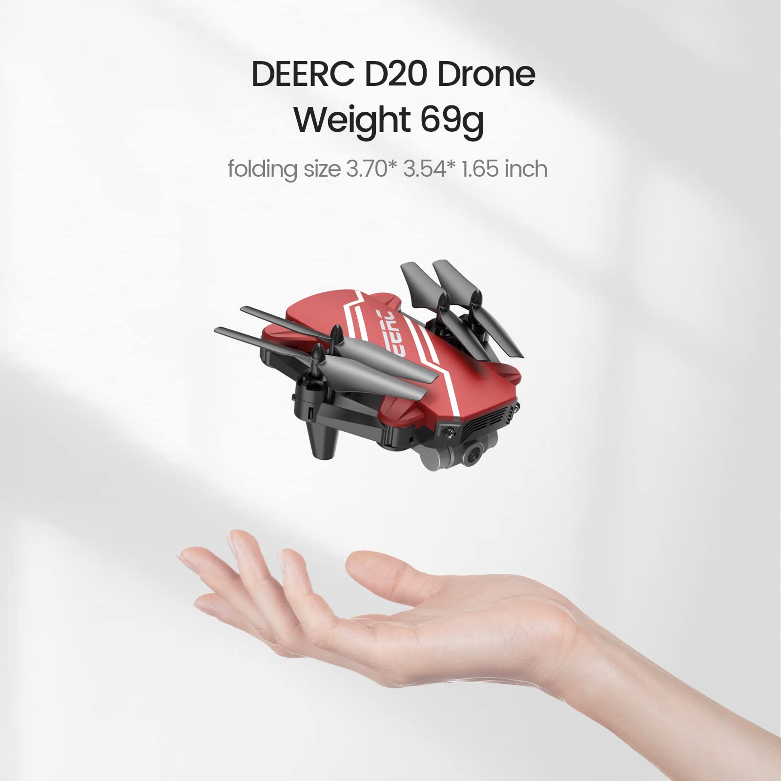 DEERC D20 Mini Drone for Kids with 720P HD FPV Camera Remote Control Toys Gifts for Boys Girls with Altitude Hold, Headless Mode, One Key Start Speed Adjustment, 3D Flips 2 Batteries, Silver