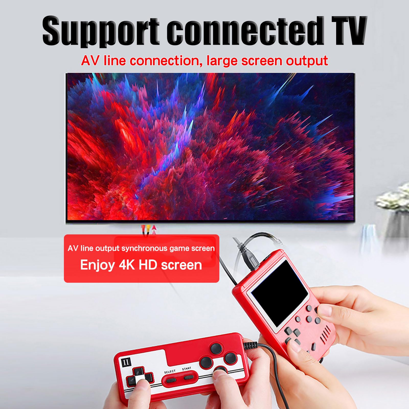 Handheld Game Console-Retro Game Console,400 Handheld Classic Games, 3 inch LCD Screen and Additional Controller,Support for Connecting TV and Two Players(Red)