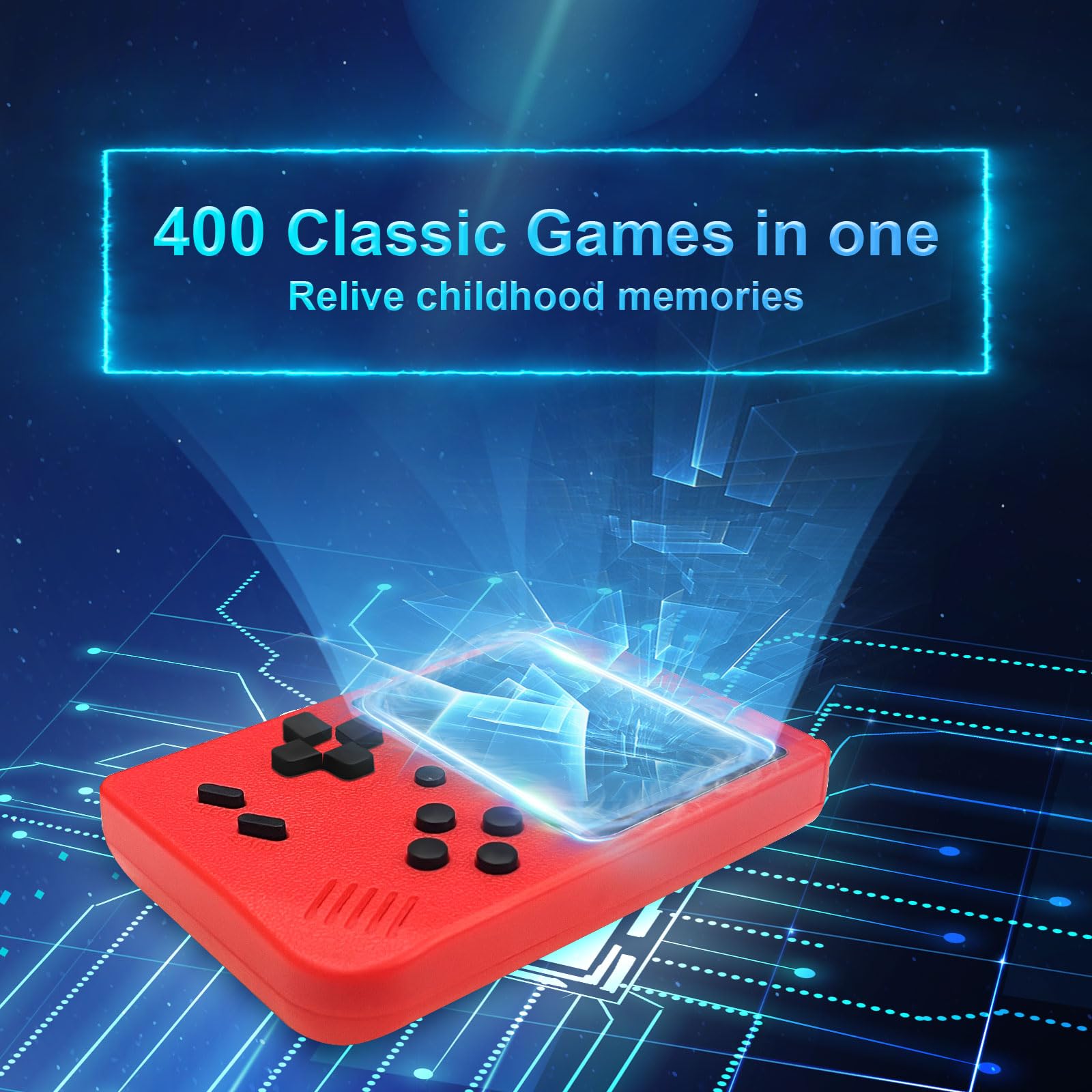 Handheld Game Console-Retro Game Console,400 Handheld Classic Games, 3 inch LCD Screen and Additional Controller,Support for Connecting TV and Two Players(Red)