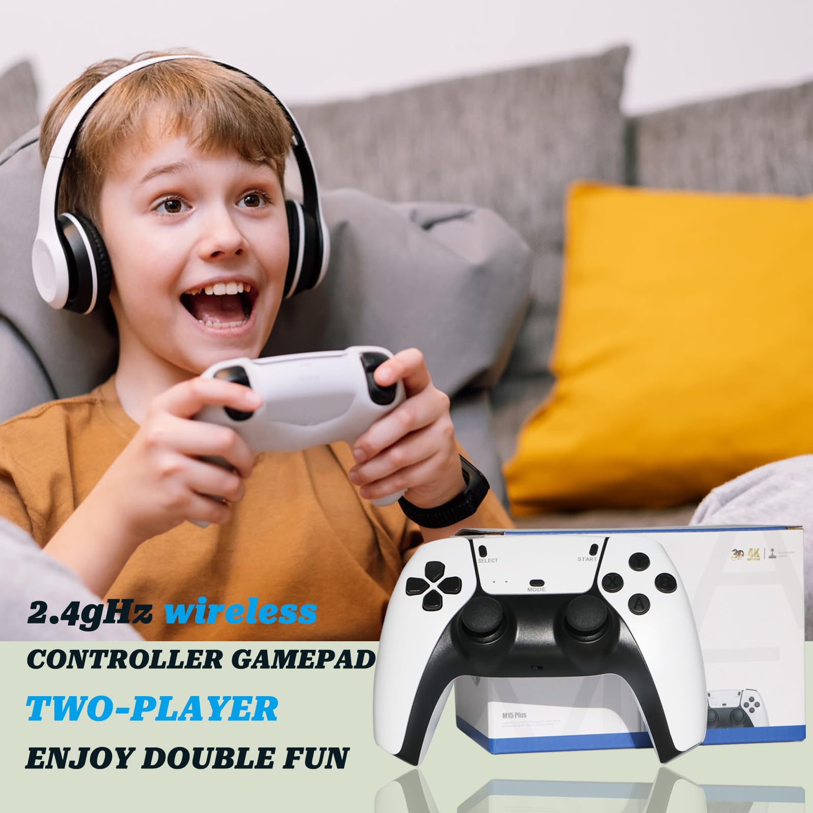 Hikonia Retro Game Console with 20000 Games,Plug & Play Video Game Console 23 Emulators Classic Games,4K HDMI Output for TV,Dual Controllers Birthday Gifts for Boys & Girls 64G