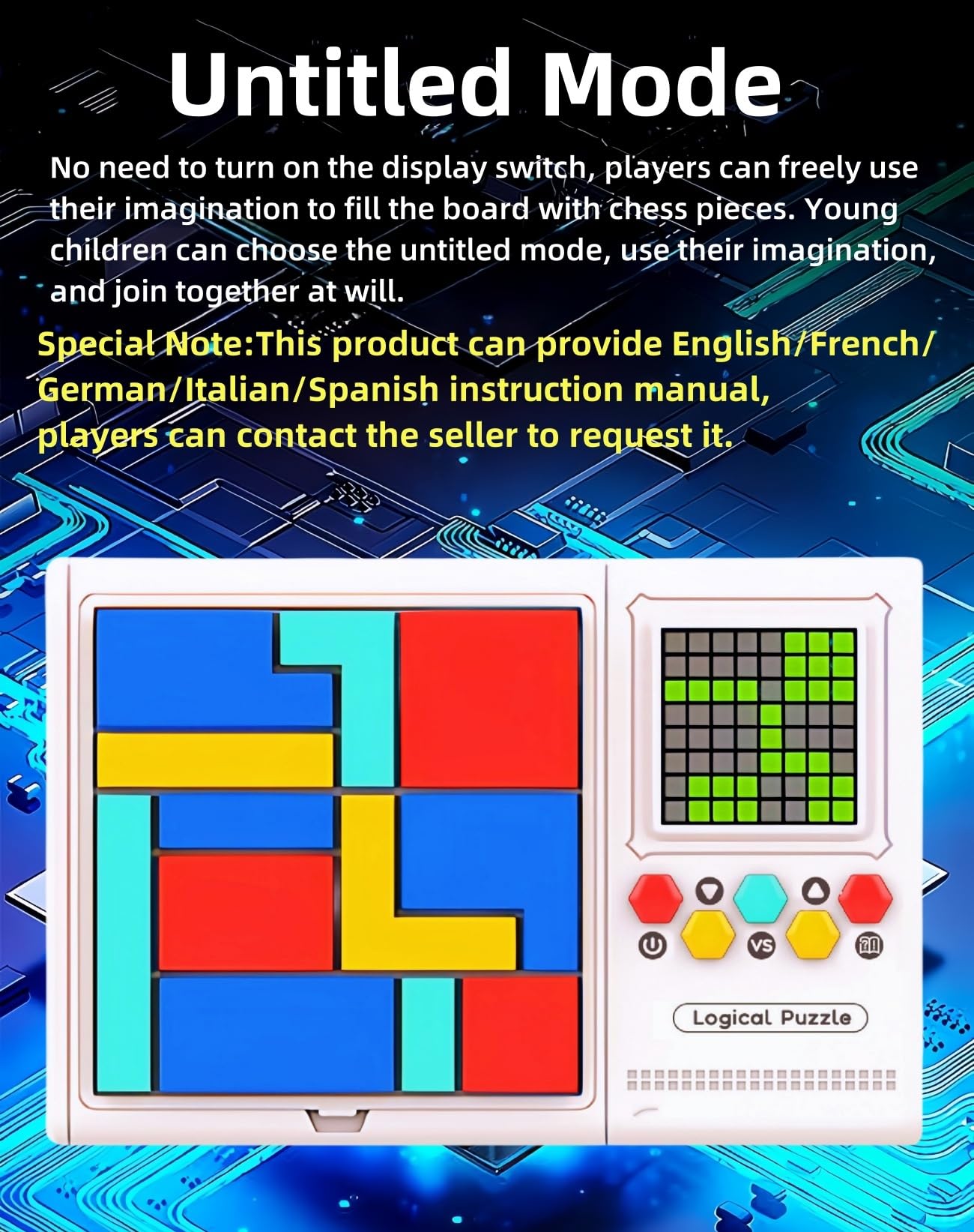 HLF Smart Electronic Puzzle Block Game Console 500 Game Levels Desktop Maze Multi Mode Game PK Training Concentration/Logical Thinking Parent Child Interactive Toys Child/boy/Girl Gifts (Black)