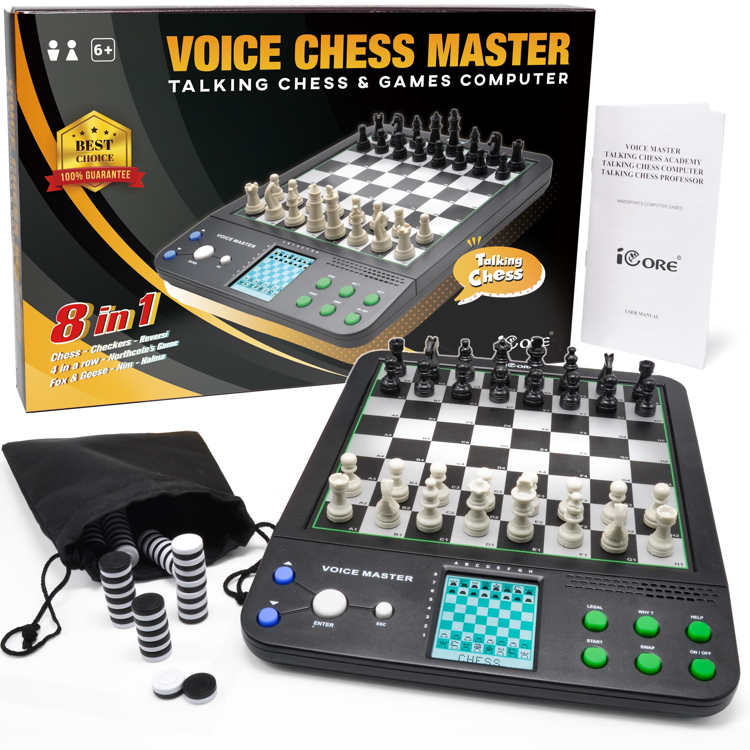 iCore Electronic Chess Set - Teach and Play with The Smart Chess Computer Game Board - Ideal for Beginners and Improving Players