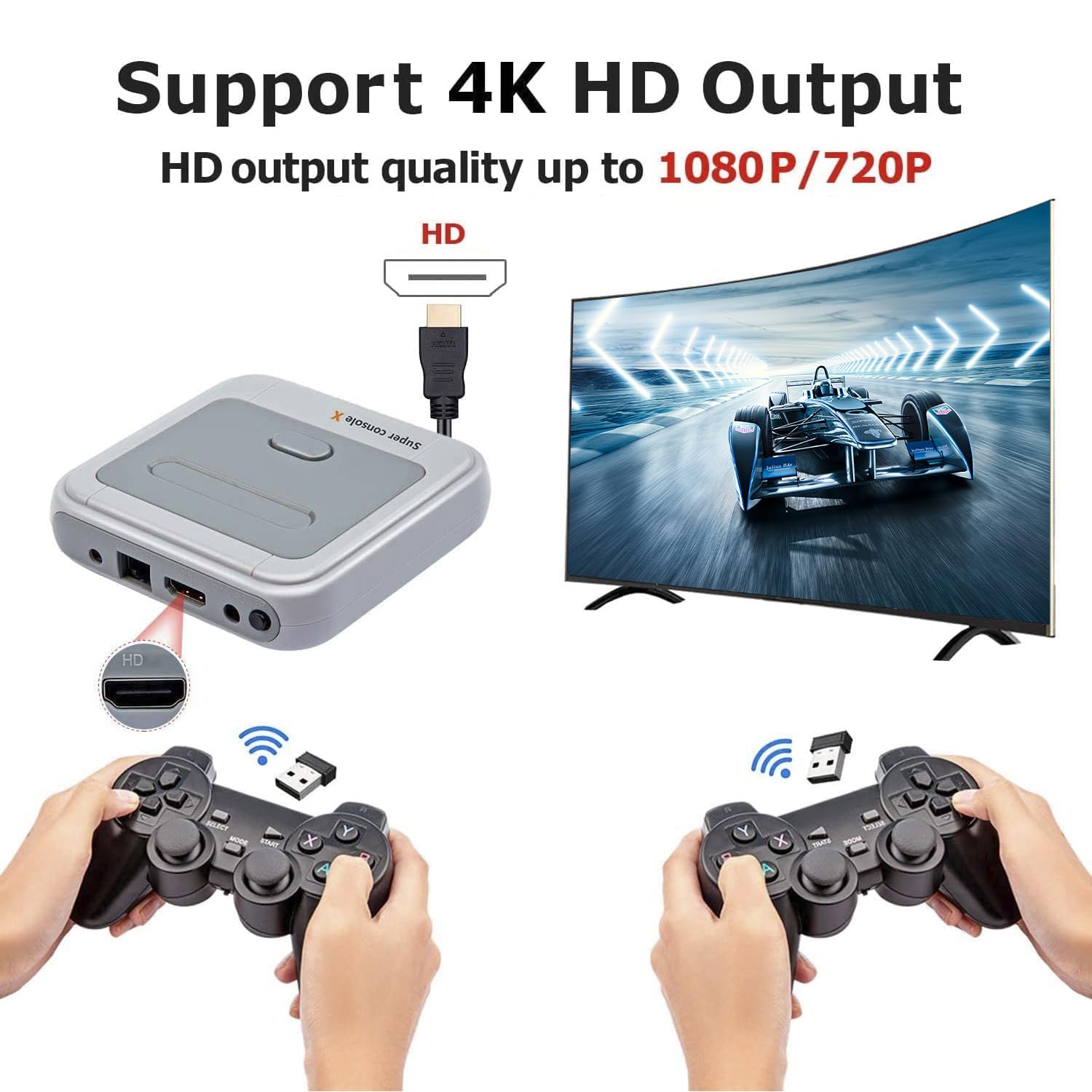 Kinhank Super Console X Retro Video Game Console Built in 117,000+ Games,Emulator Console Compatible with Most Emulators,Game Consoles for 4K HD Output,5 Players,LAN/WiFi,2 Gamepads(SX-256GB)