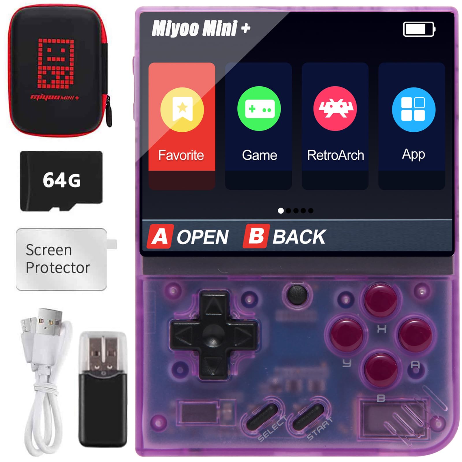 Miyo Mini Plus Handheld Retro Game Console, Built -in 64G TF Card, 7,000 Classic Games, 3.5 -Inch IPS Screen, Supports WiFi, with Storage Bag (Gray, 64G)