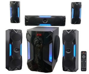 Rockville HTS820 1500W 5.1 Channel Home Theater System with 8″ Subwoofer, Bluetooth, USB, Includes Remote and Speaker Mounts – Perfect for Movies, Music, Karaoke