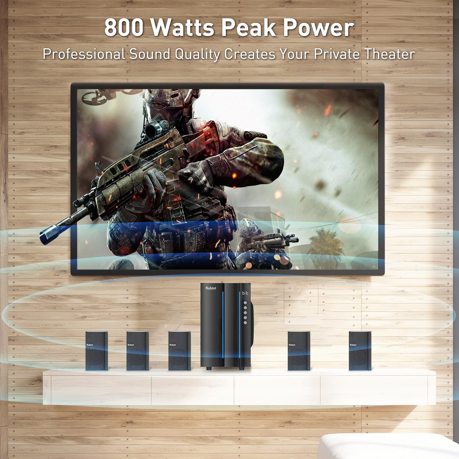 Bobtot Surround Sound Systems Home Theater System - 800 Watts Peak Power 6.5