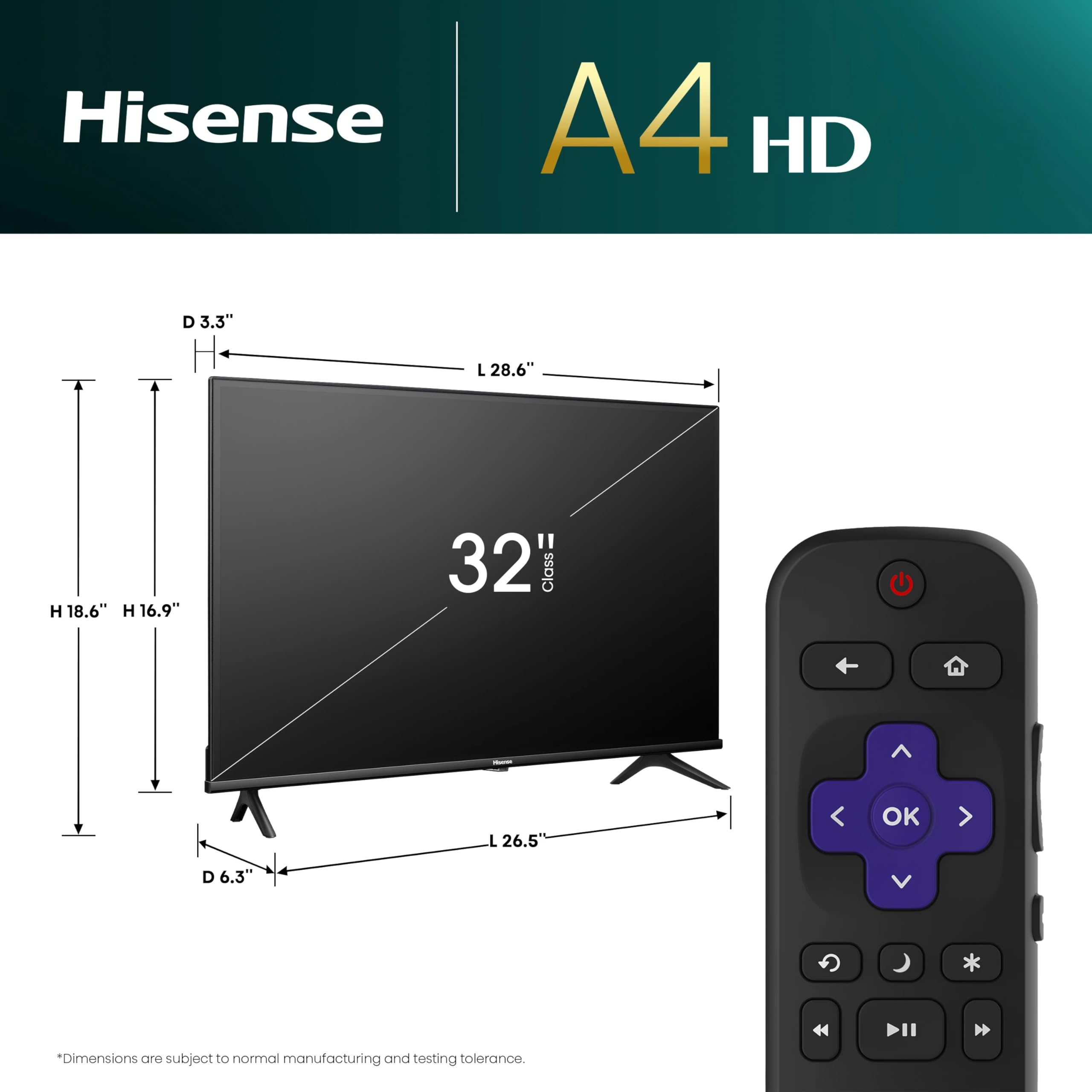 Hisense 40-Inch Class A4 Series FHD 1080p Smart Roku TV with Alexa Compatibility (40A4NR, 2024 Model) - Dolby Audio, Slim Bezel Design, Google Assistant