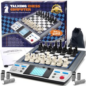 iCore Electronic Chess Set – Talking Chess Computer Set, Board Game, Beginner Chess Sets with Learning Tactics Modes, Computer Chess for Kids & Adults