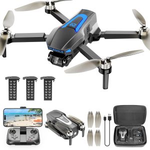 PLEGBLE Drones with Camera for Adults 4K, Brushless Motor Drone for Kids Beginners, FPV Foldable RC Quadcopter with 3 Batteries, 45 Mins Long Flight Time, Beyond-Range Loss Alert, Toys Gifts for Men Boys