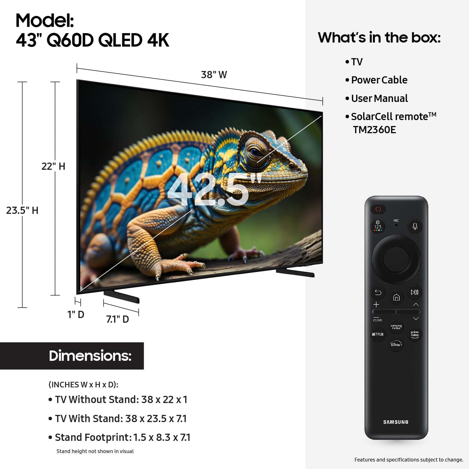 SAMSUNG 32-Inch Class QLED 4K Q60D Series Quantum HDR Smart TV w/Object Tracking Sound Lite, Motion Xcelerator, Slim Design, Gaming Hub, Alexa Built-in (QN32Q60D, 2024 Model)