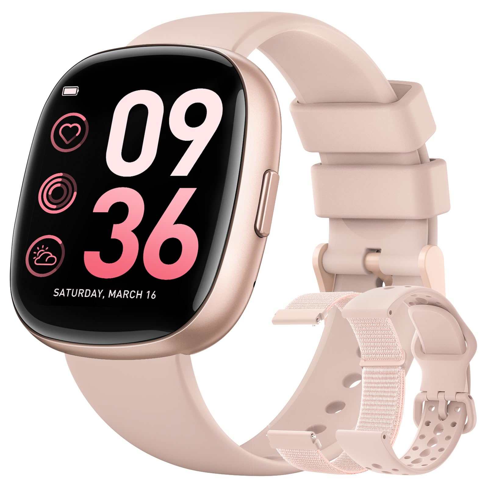 Smart Watches for Women Men with Call: Fitness Trackers with 24-Hour Heart Rate SpO2 Sleep Monitor 5ATM Waterproof 120+ Sport Mode Watches for Women gift Compatible with iPhone Android Phones(3 Bands)