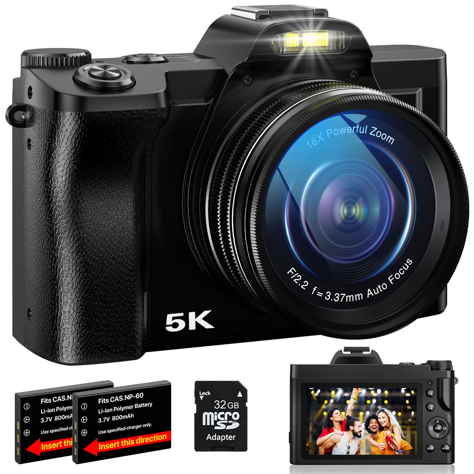 5K Digital Camera WiFi Autofocus Vlogging Camera for YouTube 48MP Camera for Photography and Video, 3.5