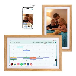 Changing Smart 15.6″ Display F16s|Canvas touchscreen丨Google Calendar&HomeHub&Assistant丨Smart TV丨Gift for Family丨Music Frame丨Wireless Kid Artworks Digital Picture Frame (Walnut, 15.6 with-Stylus)