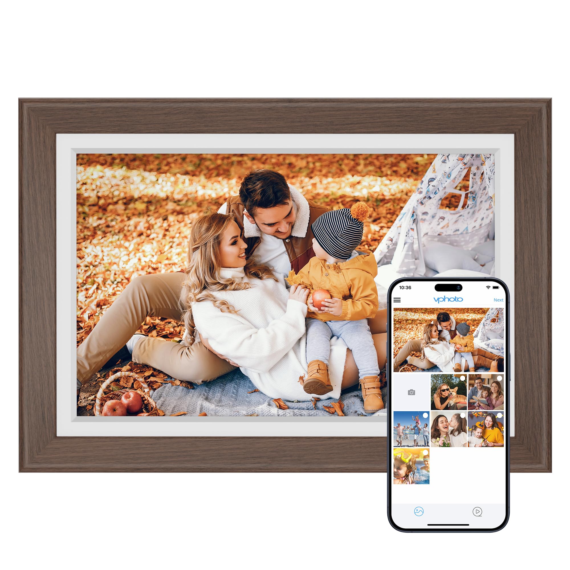 Dragon Touch 10.1” WIFI Digital Picture Frame – 1280*800 HD IPS Touch Screen Digital Photo Frame Display, Auto-Rotate, Share Photos/Videos Instantly via Free App Best Gifts for Birthday, Wedding, Mom