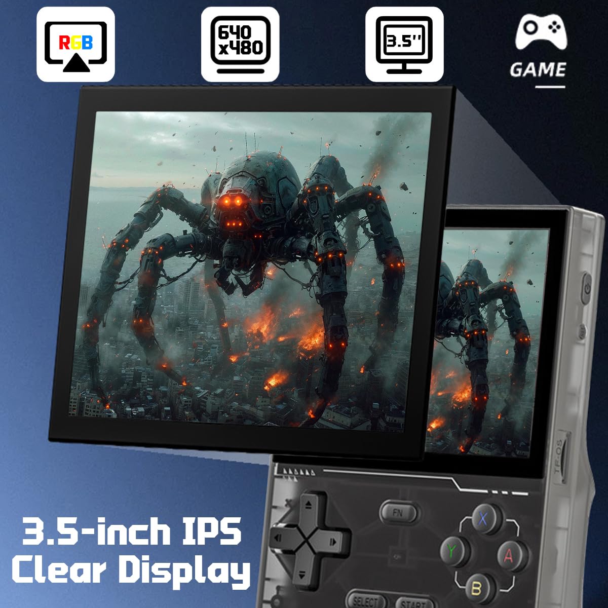 K36 Handheld Game Console 3.5-in 640*480 IPS OCA Screen 3500mAh RK3326 Opensource System Gray