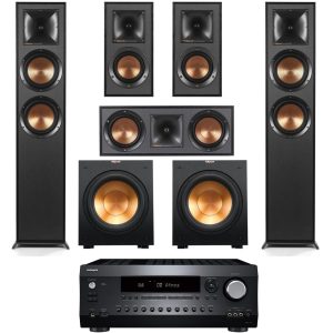 Klipsch Reference 5.2 Home Theater System, Bundle 2X R-625FA Floorstanding 2X R-12SW Subwoofer, R-52C Center, R-41M Bookshelf Speakers, and Integra DRX 3.4 100W 9.2-Channel 8K Network AV Receiver