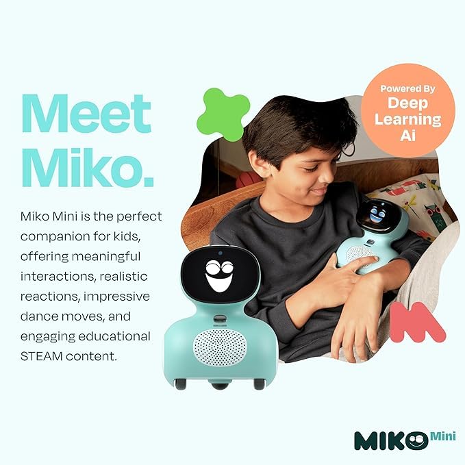 Miko Mini with 30 Days Free Miko Max: AI Robot for Kids | Fosters STEAM Learning & Education | Packed with Games, Dance, Singing | Child-Safe Conversational Learning | Ideal Gift for Boys & Girls 5+